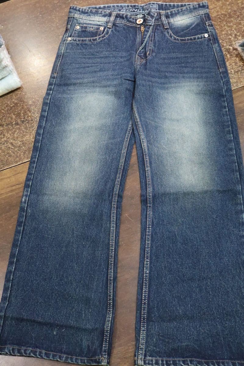 Men's Dark Wash Embroidered Pocket Wide Leg Jeans at Trendz Fit Fashion